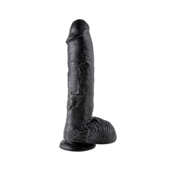 King Cock - Dildo met zuignap en ballen - 25,4 cm (Zwart)